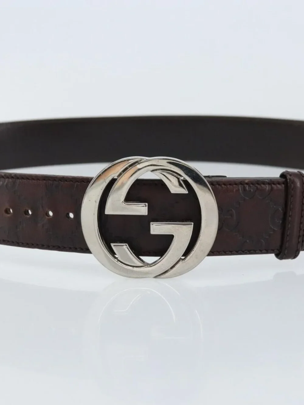 GUCCI GG Canvas Guccissima Belt Leather 45.3